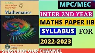 MATHS IIB TS INTER 2ND YEAR TEXT BOOK AND SYLLABUS (2024-2025)