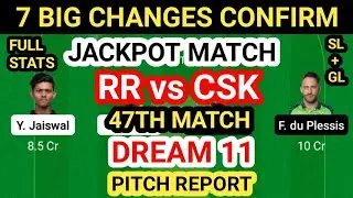 RR vs CSK Dream11 Team Prediction | RR vs CSK Dream11 Team Analysis 47th Match Playing11 Pitch Rep