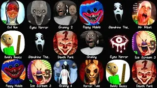 Evil Nun, Granny Chapter Two, Mr Meat, Poppy Mobile, Slendrina The Cellar, Ice Scream 3, Granny..