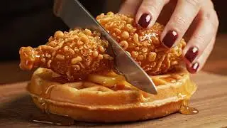 Chicken wing waffle cutting