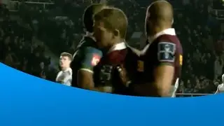 Aaron Morris finishes off a great try for Harlequins