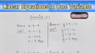 Linear Equation In One Variable | एक चर वाले रैखिक समीकरण | रैखिक समीकरण | The Study Classes |