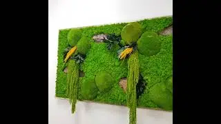 Custom Amaranthus, Lichens with Moss Inserts and Stabilized Natural Plants Painting, Jolie Arts