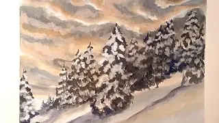 Snow-covered slope guide to gouache. Paint with me // Ośnieżone zbocze malowane gwaszem