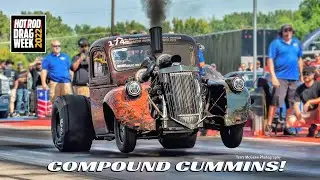 8 SEC CUMMINS POWERED CHEVY RAT ROD PICKUP! 1200HP COMPOUND TURBO! '22 HOT ROD DRAG WEEK BYRON!