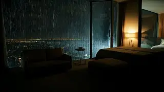 Goodbye Insomnia Tonight with Heavy Rain & Soft Thunder by the Window at Night