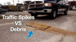 Roadshark Surface Mounted Traffic Spikes Debris Test | Spike Strip Demonstration