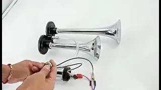 Dual trumpet train air horn with compressor chrome 12V