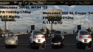 GT7 drag race: Mercedes 300SL W194 '52 vs  Mercedes 300 SL Coupe '54