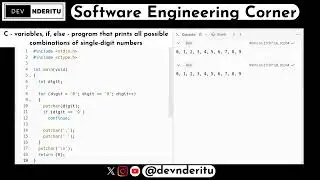C - variables, if, else - program that prints all possible combinations of single-digit numbers