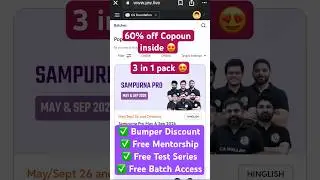 📚 PW Sampurna CA Batch 2025 | 60% OFF + Free Mentorship + Free batch 😍 #pwdiscount #CA #cs