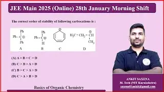 JEE Main 2025 (Online) 28th January IThe correct order of stability of following carbocations is -