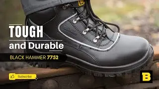 Black Hammer Safety Boots S3 SRC Steel Toe Cap with Steel Midsole Workwear 7752