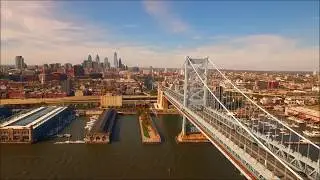 Philadelphia Center city and bridge drone footage