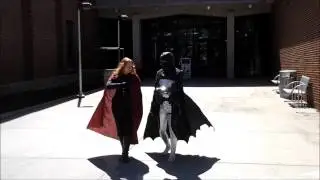 Dramatic Real life super hero walking RLSH