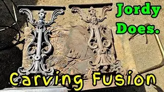 Cleaning some antique cast iron table legs and chainsaw carving.