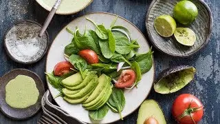 Spinach Avocado Salad with Cilantro Parmesan Dressing