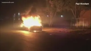 Car catches fire in Midland