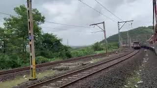 Hyderabad Express Climbing Khandala Ghat SCENIC | Freight Crossing with Multi-Engine| #train #travel