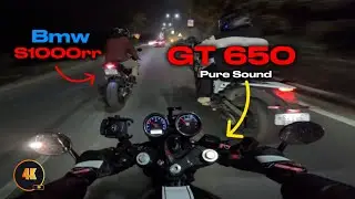 GT650 Night Ride with S1000RR || Raw Sound || Red Rooster & Arrow Titanium || POV🥵🔥