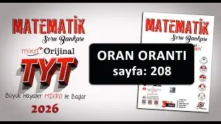 Oran Orantı SAYFA:208 Mikro Orijinal TYT Matematik Soru Çözümleri #yks2026 #mikroorijinal