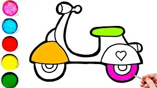Cute Scooter Drawing, Painting & Coloring For Kids and Toddlers_ Kids Art 