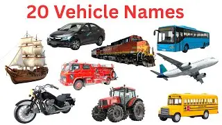 20 vehicles Names of in Hindi and English / car bus train bike for kids learning with picture