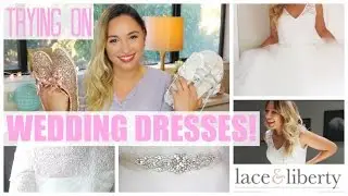D.I.Y. BRIDE | Trying on Lace & Liberty WEDDING DRESSES & New Wedding Shoes!