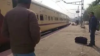 15669 Guwahati Nagaland Express Curving at Sibsagar Town railway station early morning 