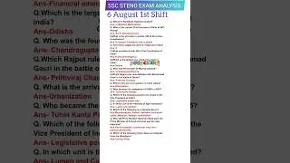 SSC STENO EXAM ANALYSIS 2025|6 August 1st Shift|SSC Steno Exam Analysis today#ssc#shorts#yt#gkgs#gk