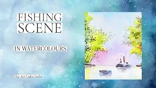 How to paint Indian Countryside - Fishing Scene | Watercolour Painting Ideas | Calm Art Therapy