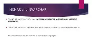 6.Database SQL -- NCHAR and NVARCHAR in SQL String Values