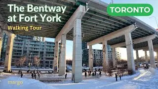 4K Snow Walking Tour Toronto Downtown, The Bentway at Fort York, Winter Walk, Canada (Feb 17 2025)