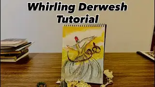 🌿 Beautiful and Easy Whirling Dervish &ldquo;HU&rdquo; | Spiritual Watercolor Calligraphy Art ✨ | Tutorial