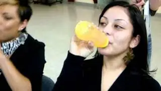 baby bottle drinking contest at baby shower