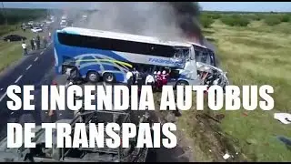 Se incendia Autobus de Transpais (captado por dron)