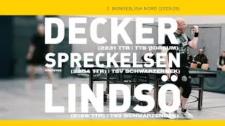 Patrick Decker vs. Frederik Spreckelsen & Daniel Linds&ouml; (3. Tischtennis Bundesliga Nord 2025/26)