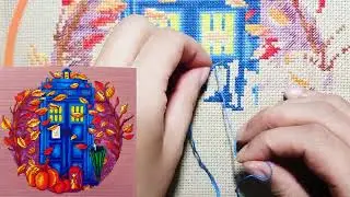 FLOSSTUBE #125 Stitch With Me | DOCTOR WHO Police Box - Autumn | cross stitch kit |십자수 | 닥터후 |TARDIS