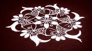 Creative Fish Design Rangoli for Daily Use 🐠✨| 5&times;3 Dots|Kolam|Muggulu|@LukyJash_Rangoli_Design
