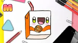 COMO DIBUJAR UN ZUMO DE NARANJA KAWAII - dibujos kawaii faciles - dibujar comida kawaii