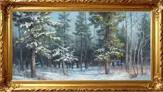 Winter Forest Serenity &ndash; 4K Oil Painting Ambience for Home Decor | 4K Frame TV Art