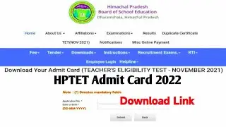 HPTET Admit Card 2022 Download Link ~ Hptet Hall Ticket @hpbose.org
