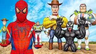 Team SpiderMan & Evolution Of Buzz Lightyear, Woody Vs Team Bad Guy Joker | Superheroes Cartoon