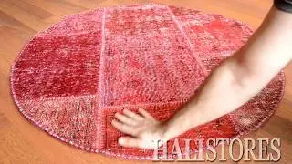 Liviadora Patchwork Yuvarlak Halı Cross Kırmızı