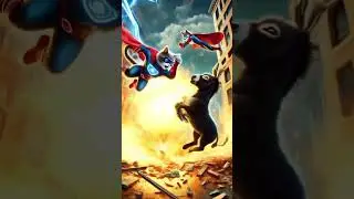 Epic Showdown: Superhero Cats vs. Mighty Donkey!!&ndash;#cat  #funny #catlover #share #cutecat