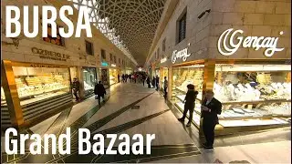 4K Ultra HD Walking Tour Grand Bazaar, Bursa, Turkey (December)