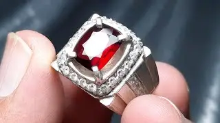 CEYLON PYROPE GARNET sri langka berat 3,06 ct ring perak handmade eksklusife memo gemslab (skylab)