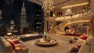 New Year's Eve Ambience at New York 🌆 Cozy Apartment with Soft Piano Jazz & Fireworks for Deep Sleep