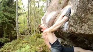 Ned Feehally and Shauna Coxsey boulder 8A at Västervik, Sweden