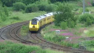 The Network rail train passes through Hellifield passed 60163 Tornado 6/7/25